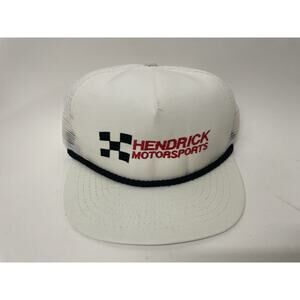 Hendricks Motosport White Black Rope Trucker Hat Vintage New